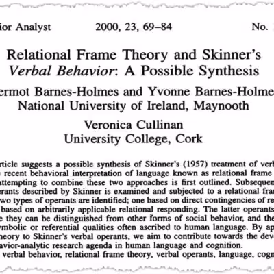 Article on Relational Frame Theory and Verbal Behavior.