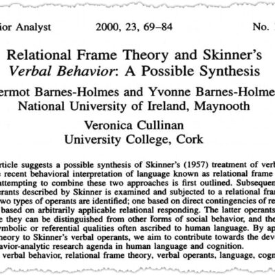 Article on Relational Frame Theory and Verbal Behavior.