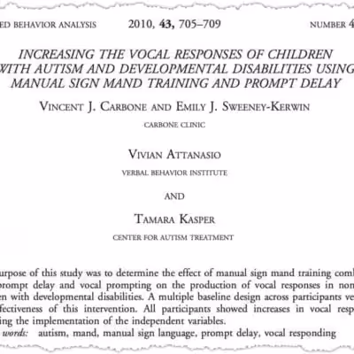 Research on autism vocal response training methods.
