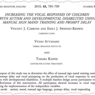 Research on autism vocal response training methods.