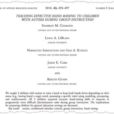 Teaching hand raising to children with autism article.