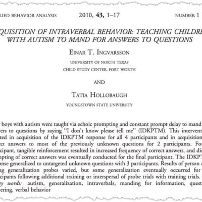 Journal article on autism intervention strategies.