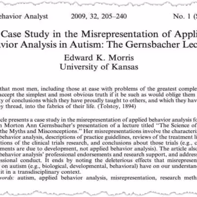 Article on autism behavior analysis misrepresentation.