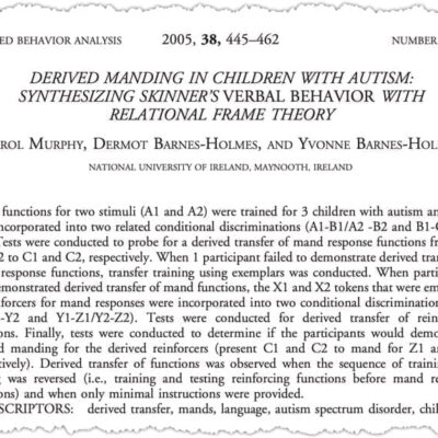 Research on manding in children with autism.