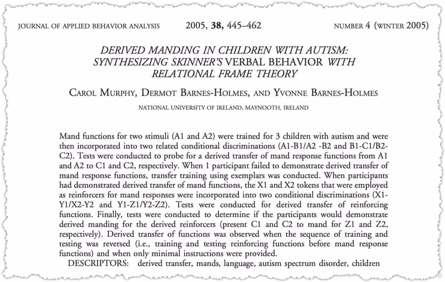 Research on manding in children with autism.