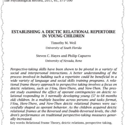 Article on deictic relational repertoire in children.