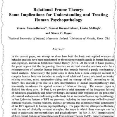 Relational Frame Theory article abstract on psychopathology.