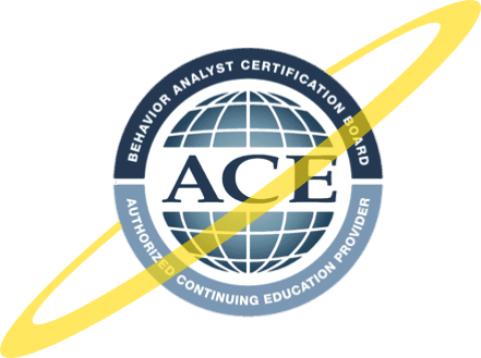 BCBA CEUs - BACE ACE provider seal with a ring around it (like Saturn)