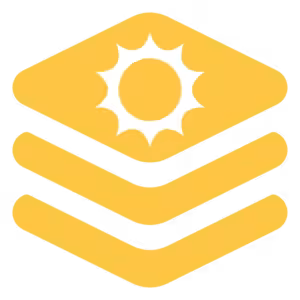 A yellow and white icon with a sun on it, part of the Supernova Bundle.