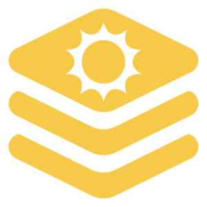 A yellow and white icon with a sun on it, part of the Supernova Bundle.