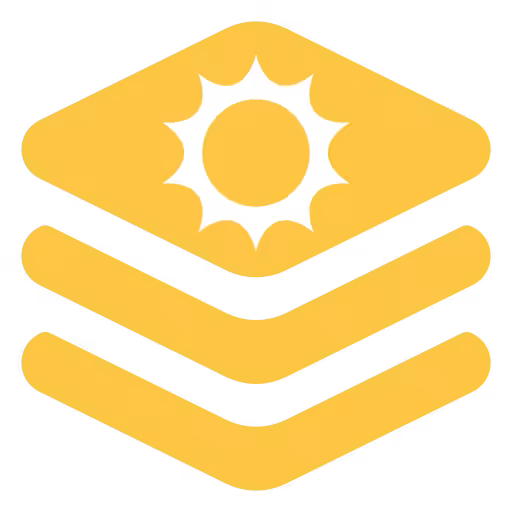 A yellow and white icon with a sun on it, part of the Supernova Bundle.