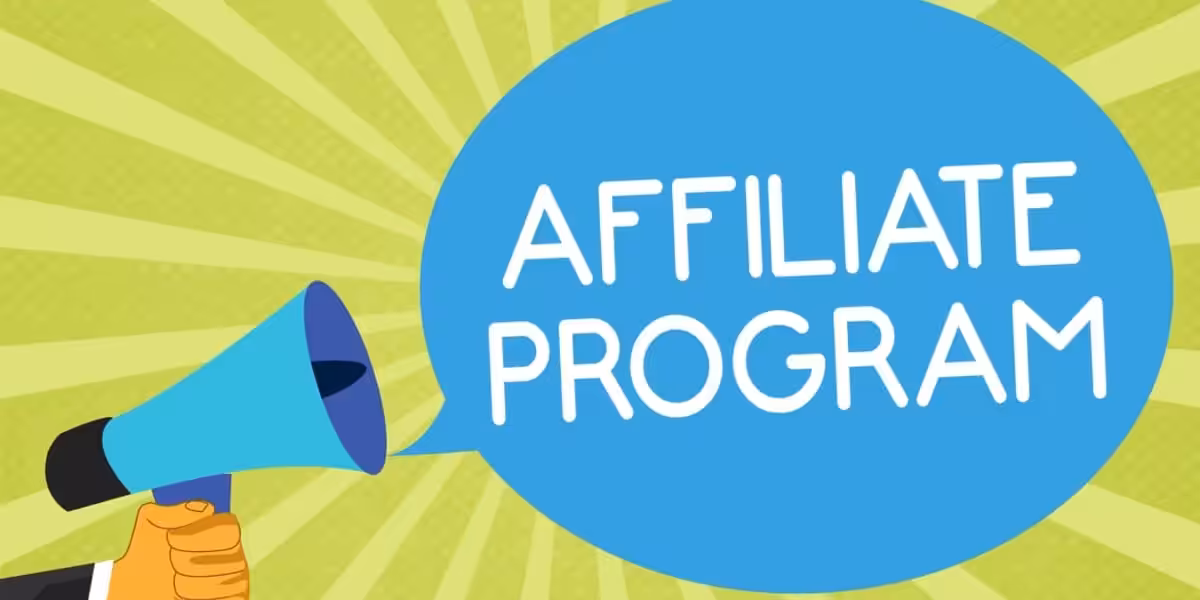 Affiliate program megaphone announcement graphic.