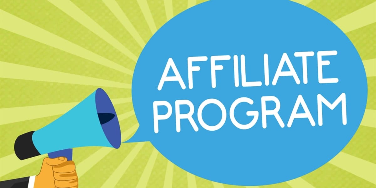 Affiliate program megaphone announcement graphic.