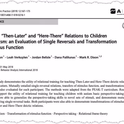 Research on autism and stimulus function transformations.