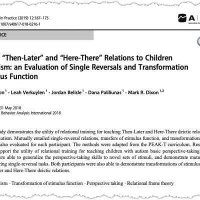 Research on autism and stimulus function transformations.