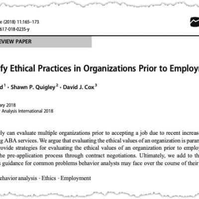 Journal article on ethical practices in organizations.