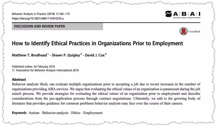 Journal article on ethical practices in organizations.