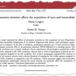 Journal article on pressession attention effects on acquisition.