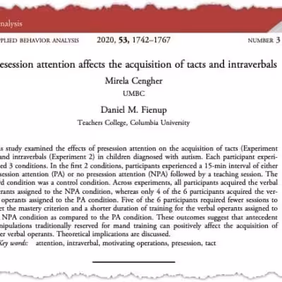Journal article on pressession attention effects on acquisition.