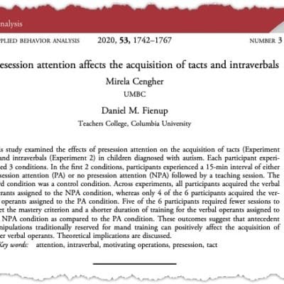 Journal article on pressession attention effects on acquisition.