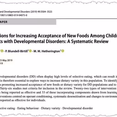 Research paper on food acceptance in developmental disorders.