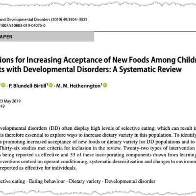 Research paper on food acceptance in developmental disorders.
