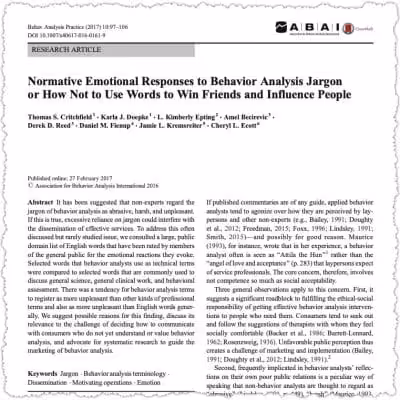 Research article on behavior analysis jargon.