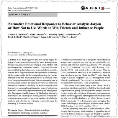 Research article on behavior analysis jargon.