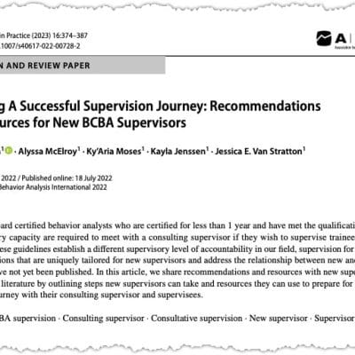 Guide for new BCBA supervisors and resources.