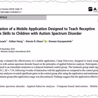 Research article on autism mobile app study.