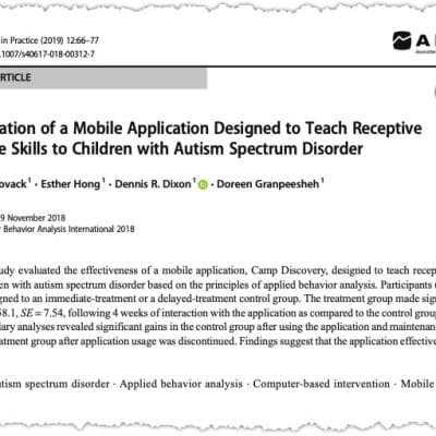 Research article on autism mobile app study.