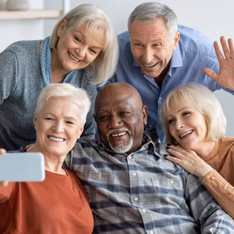 Group of seniors taking a selfie