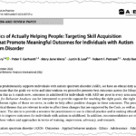 Screenshot of a research paper titled "The Ethics of Actually Helping People: Targeting Skill Acquisition Goals That Promote Meaningful Outcomes for Individuals with Autism Spectrum Disorder," with authors and abstract visible, focusing on autism and skill acquisition.