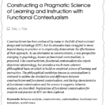A journal article titled "Constructing a Pragmatic Science of Learning and Instruction with Functional Contextualism" by Eric J. Fox, with an abstract discussing constructivism, contextualism, and related educational research keywords.