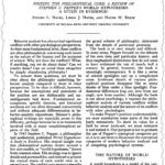 A scanned academic journal article titled "Finding the Philosophical Core: A Review of Stephen C. Pepper’s World Hypothesis: A Study in Evidence" explores Pepper's influential world hypothesis in one densely written column.