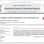 Screenshot of a scholarly article titled "How to improve student learning in every classroom now," showing publication details, abstract, and keywords from the International Journal of Educational Research.